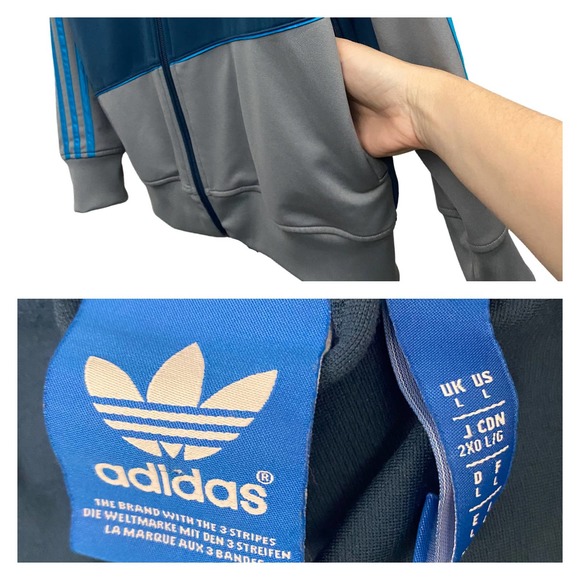 Rare Adidas Zip Up Track Jacket Funnel Neck Spellout Trefoil / Women’s Large - Picture 4 of 6